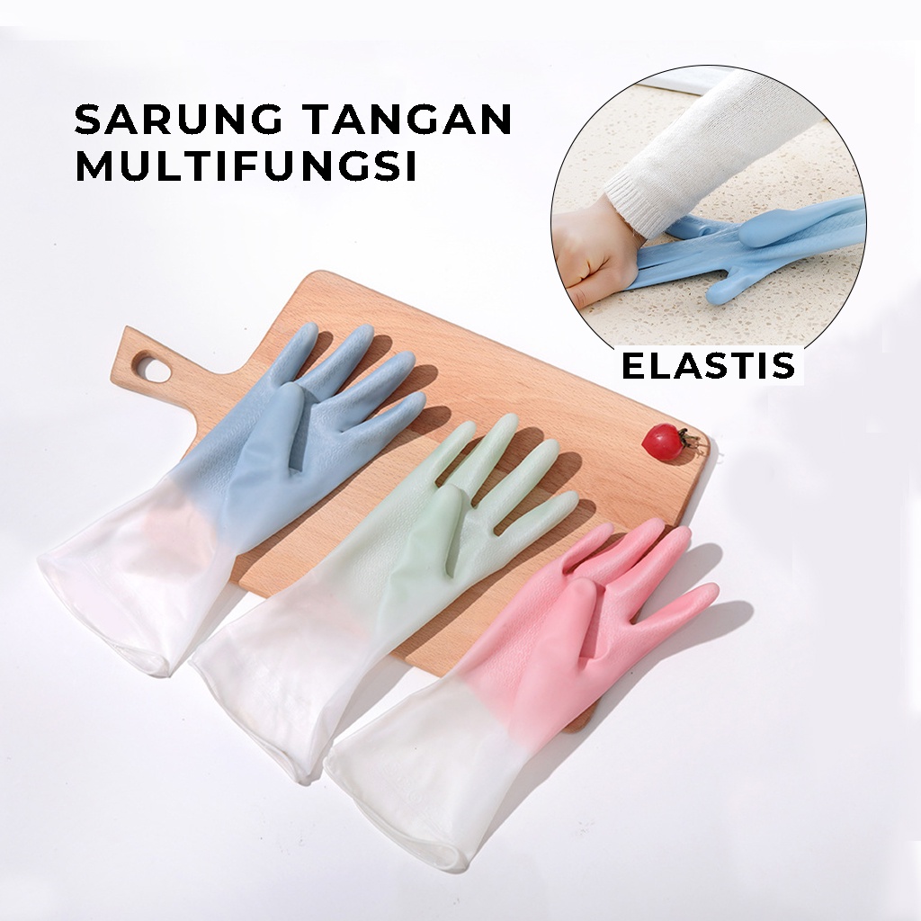 Sarung Tangan Cuci Piring Rubber Gloves Serbaguna Kaos Tangan Anti Air Karet Silikon Penutup Pelindung Tangan saat Cuci Baju Masak Berkebun aman anti kotor| GROSIRXPRESS