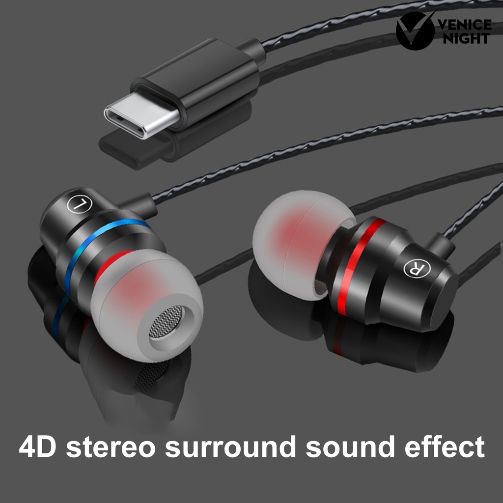 (VNEP) (Berkabel) YT6 Earbuds Universal Wire Control Metal Type-C Earphone Musik Stereo Bass Super Berat untuk Olahraga