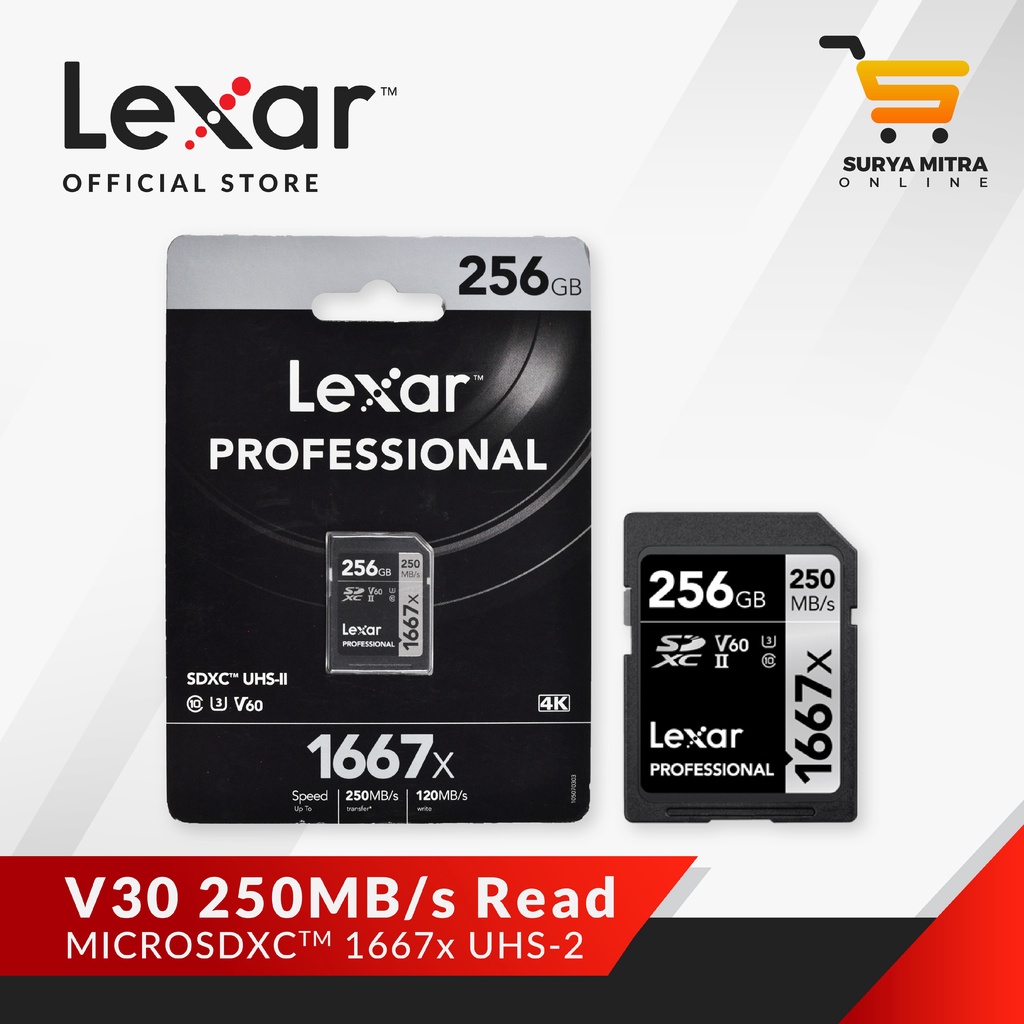 Memory Card Lexar SDXC 256GB 1667x Professional 250MB/s V60 - 1667X 256GB Resmi