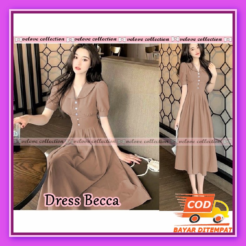 Dress Wanita Terbaru Baju Korea Kekinian Casual Imp*Rt Simple Elegan Elegant Natalan Party Dres Dewa