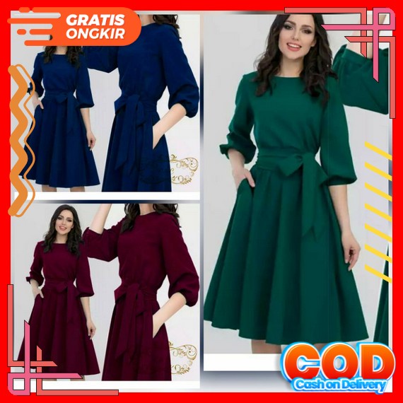 Dress Wanita Terbaru 2022 Kekinian Kristen Mewah Natal Natalan Dewasa Gereja Elegan Jumbo Brukat Mid