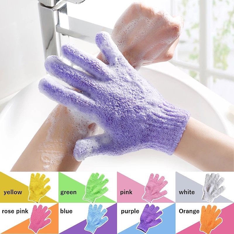 SARUNG TANGAN MANDI - Five Fingers Bath Gloves Household Shower Towel Scrub Body Wash Home Supply Elastic Wipe Back Bathing Cleaning Gloves