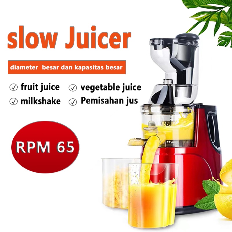 Large caliber juicer RPM 65 Slow Juicer Electric Fruit Juicer 150W Fruit Extractor Blender Slow Chewing Cold Press Juicer