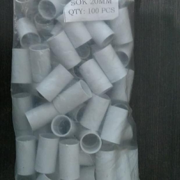 100 Buah Soket Pipa Listrik Conduit Sok Sock Socket Sambungan Lurus