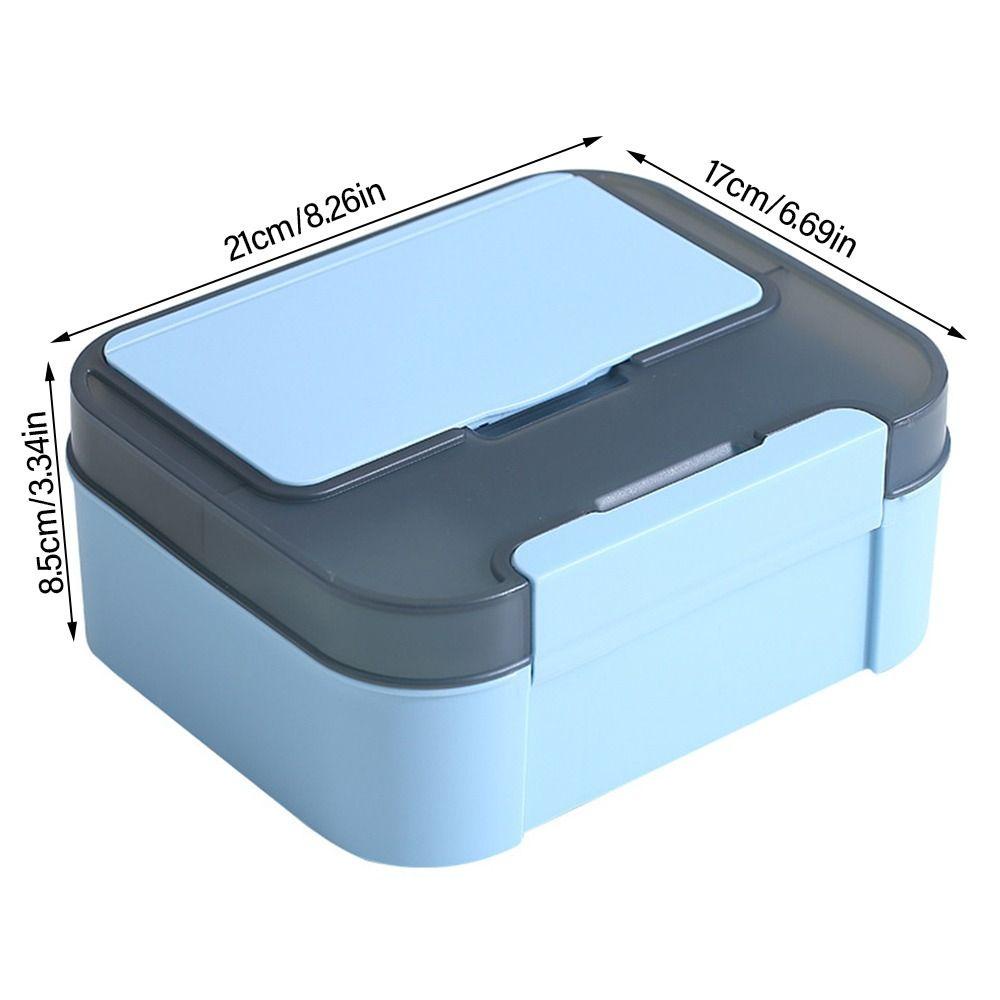 Preva Lunch Box Microwavable Rectangle Grid Dengan Sendok Wadah Makanan