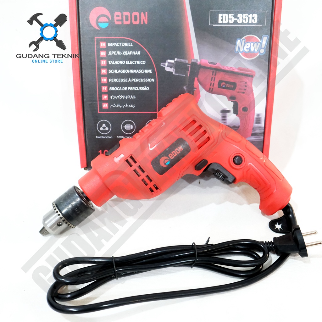 Mesin Bor Tangan Listrik 10mm 13mm ED5-3810 ED5-3513 EDON / Electric Impact Drill Mesin Bor Besi Kayu Beton 10 mm ED5 3810 x 13 mm ED5 3513 EDON