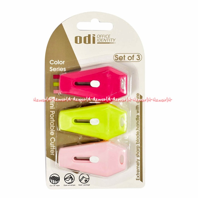 

Odi Office Identity 3pcs Color Service Mini Portable Cutter Pisau Karter Kecil Travel OdiOffice Identity Cuter Knife
