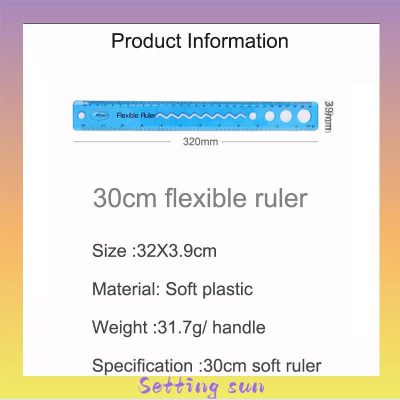 30cm Penggaris Lunak Dilipat Portabel Flexible Ruler Alat tulis TN