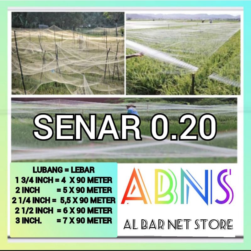 Jaring Padi Sawah Senar 0.20 / Jaring Penutup Sawah / Jaring Burung Pipit Dan Emprit
