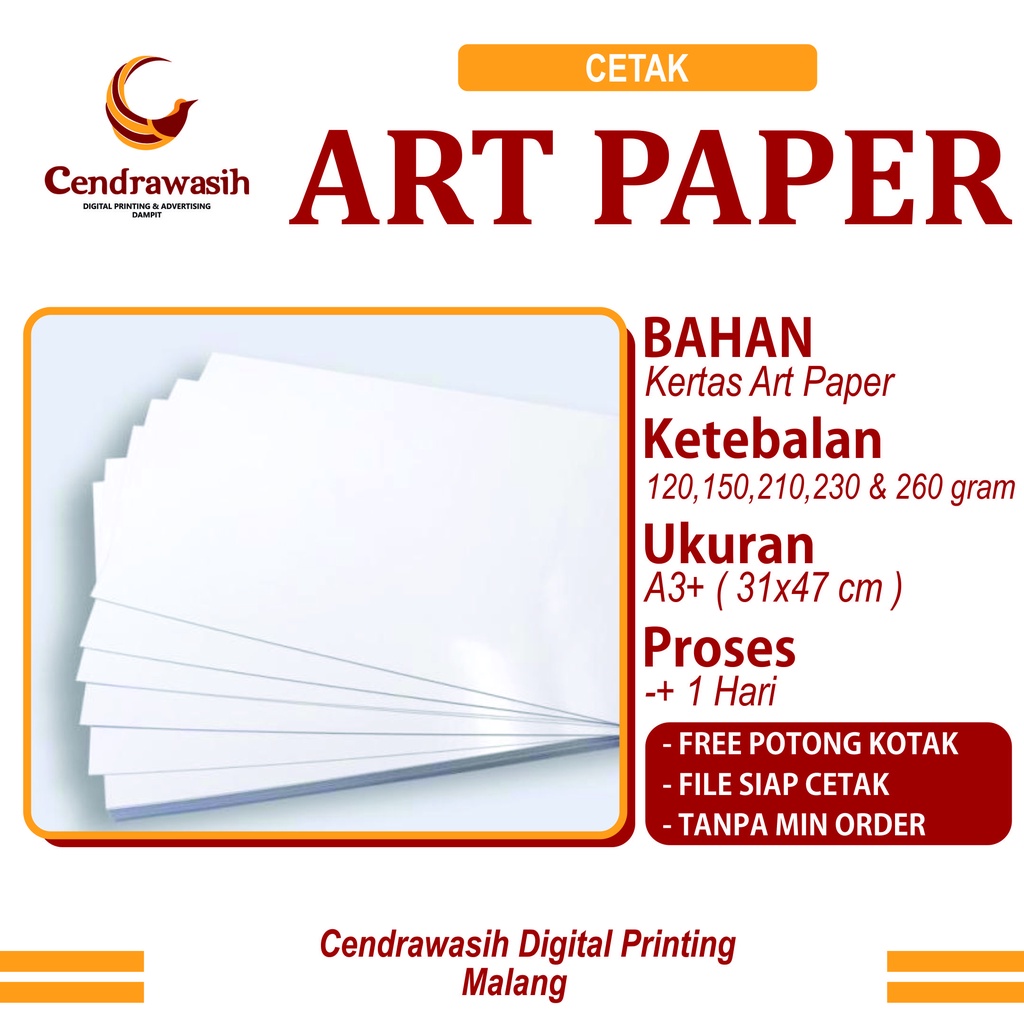

CETAK ART PAPER A3+ (Cendrawasih Printing)
