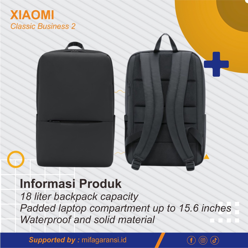 Tas Xiaomi Mi Classic Business 2 Backpack 18L Bag Laptop Waterproof