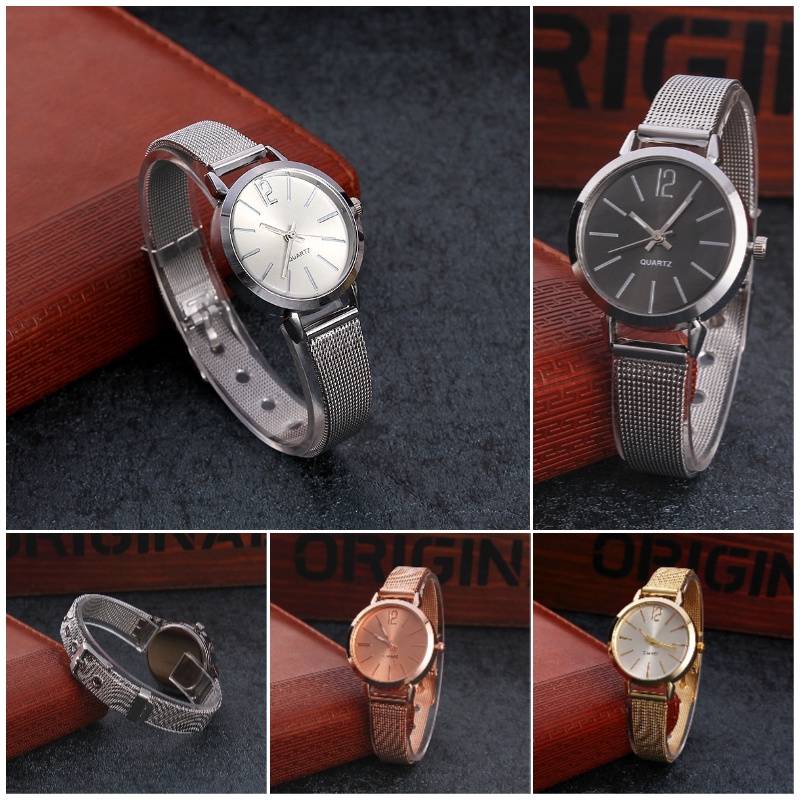 Jam Tangan Wanita A0102 Fashion Simple Steel Band Jam Kuarsa Kecil