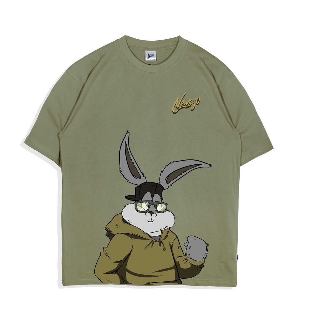 OVERSIZED TSHIRT NEWEGO BUNNY'S GANG - OLIVE GREEN
