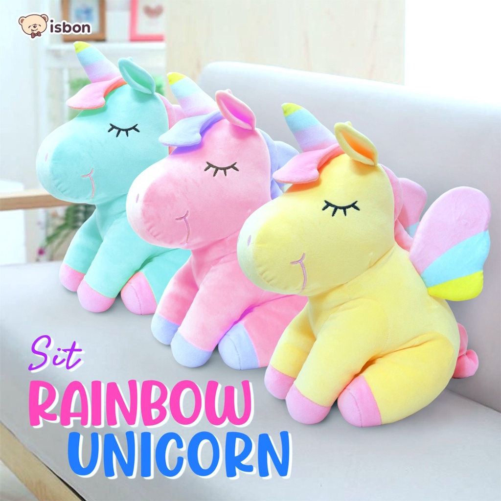 Boneka unicorn kuda pony little litle sit rainbow istana boneka horse plush stuffed cute girl cewek halus