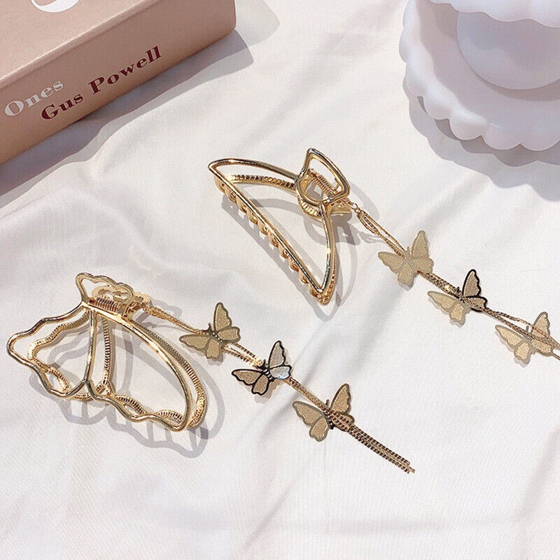 PREMIUM Jedai Rambut Korea bahan Logam dengan Jurai Kupu Kupu - Jepit Rambut Alloy dengan Bandul Jepit Rambut Salon Bahan Besi Motif Butterfly Metal Alloy Hair Claw Clips