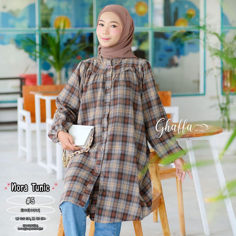 nora tunik#5 ori berlabel GHAFFA bahan lembut. adem. berkualitas. bestseller. recomnded