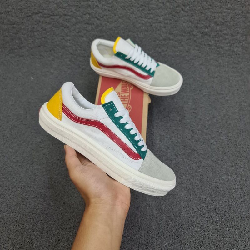 SEPATU SNEAKERS VANS OLDSKOOL GREY YELLOW GREEN SEKOLAH KERJA KULIAH PRIA WANITA COWOK CEWEK WHITE RED HANGOUT LIBURAN SANTAI KADO HADIAH BERKUALITAS TERJANGKAU TERMURAH ABU KUNING HIJAU