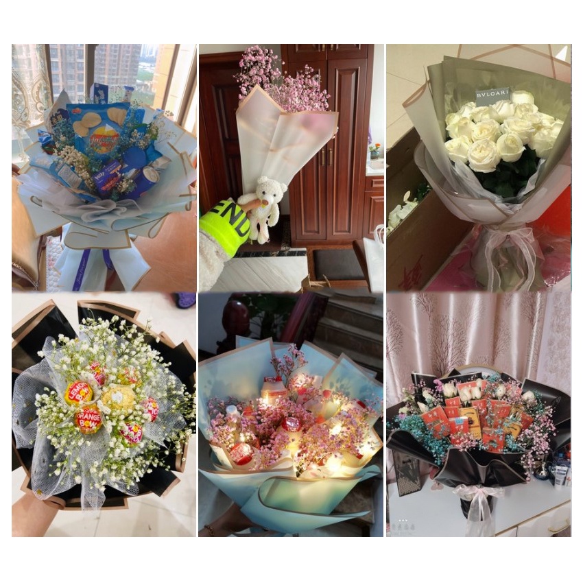20pcs / Lot Kertas Pembungkus Buket Bunga Mawar Tahan Air Gaya Korea Untuk Hadiah