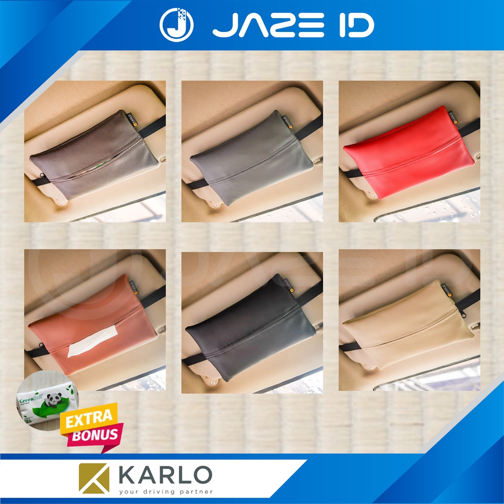 Karlo Tempat Tissue Tisu Mobil Premium Sun Visor Jok Basic Grey Abu