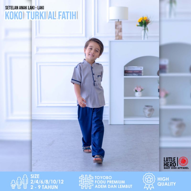 Setelan Baju Koko Turki Muslim Terbaru Anak Laki Laki Cowok Little Hero Al Fatih Usia 2 3 4 5 6 7 8 9 Tahun