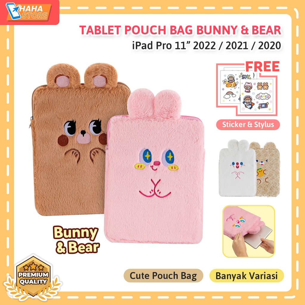 iPad Pro 11 inch 2022 2021 2020 2018 Gen 4th 3rd 2nd 1st Pouch Tablet Bag Cute Cartoon Bunny Rabbit 