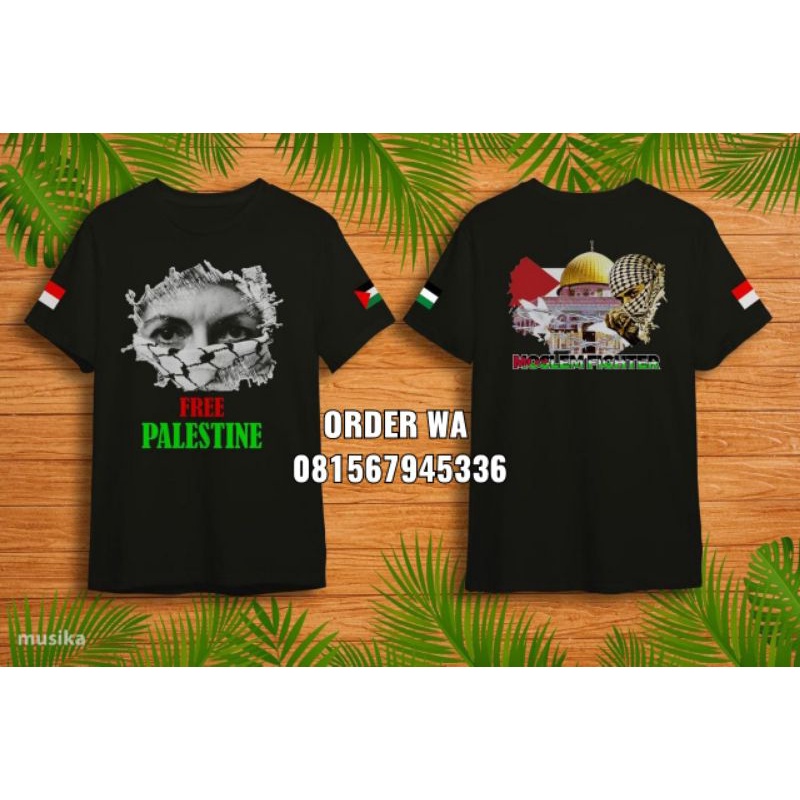 kaos palestina sablon keren murah moslem fighter palestina