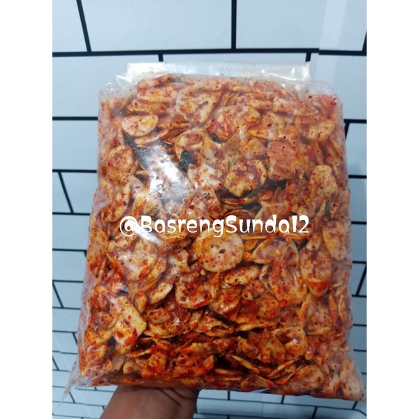 SEBLAK KERING SEBLAK KEMPLANG PUTIH EXTRA PEDAS DAUN JERUK  ISI 1 KG CEMILAN INSTAN