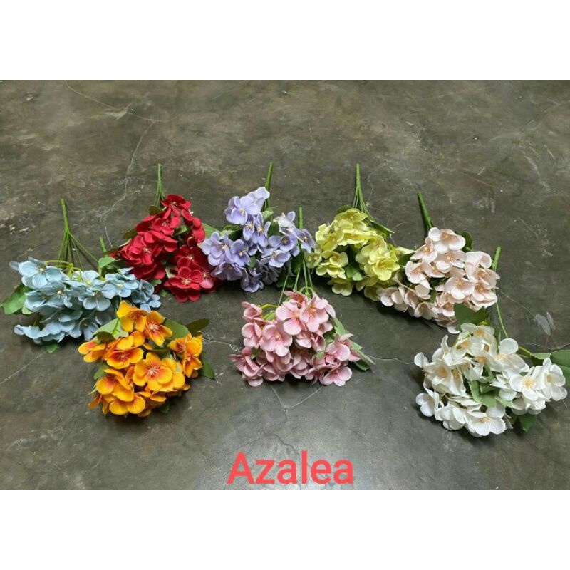 Buket bunga azalea bunga plastik dekorasi pot bunga artificial