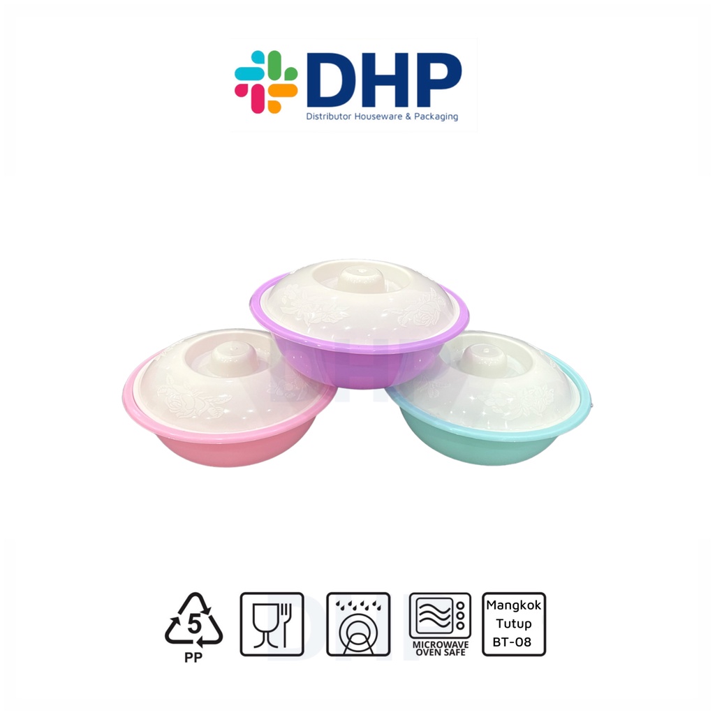 Mangkok Tutup (BT-08) BULAT  Wadah Saji Basi Tutup Tempat Sayur Penyimpanan Makanan Plastik