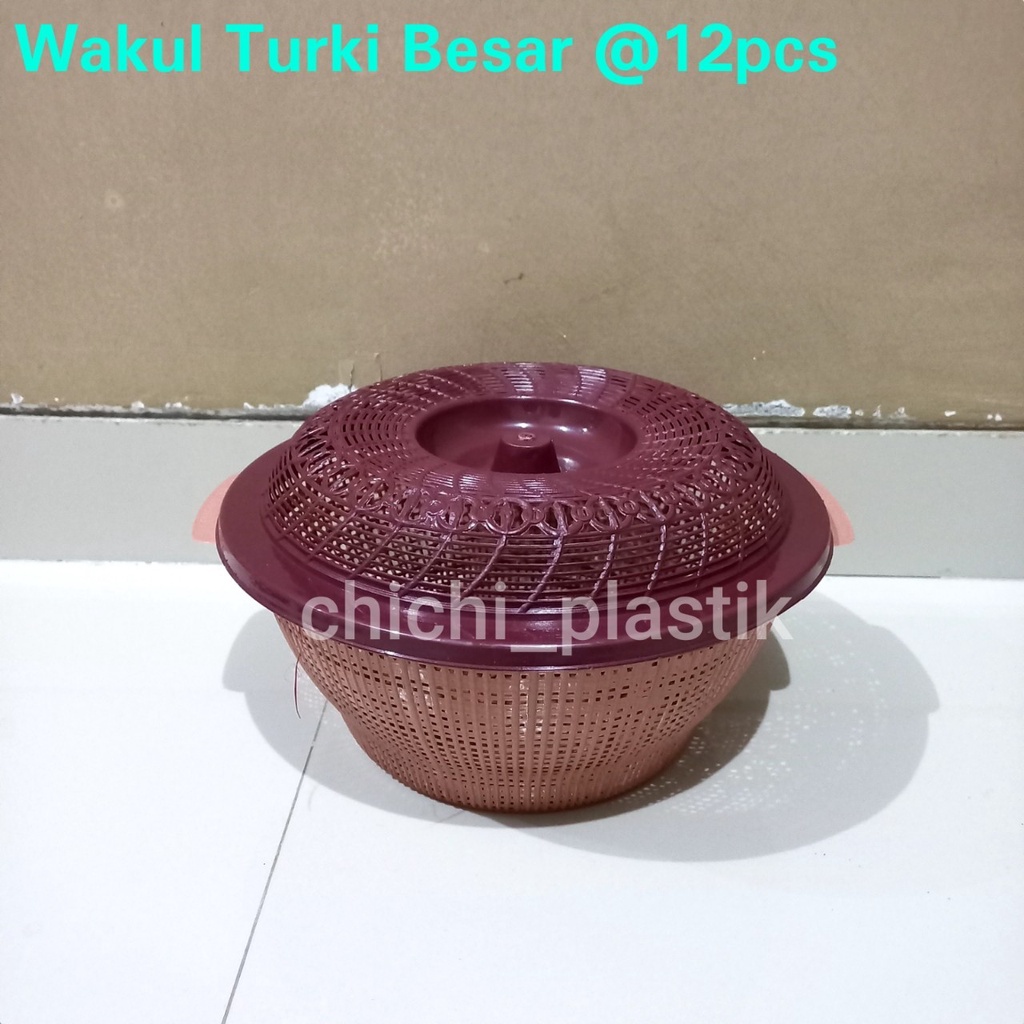 12PCS Wakul Turki BESAR / Wakul coklat + tutup / bakul nasi / wakul coklat/ wakul nasi plastik