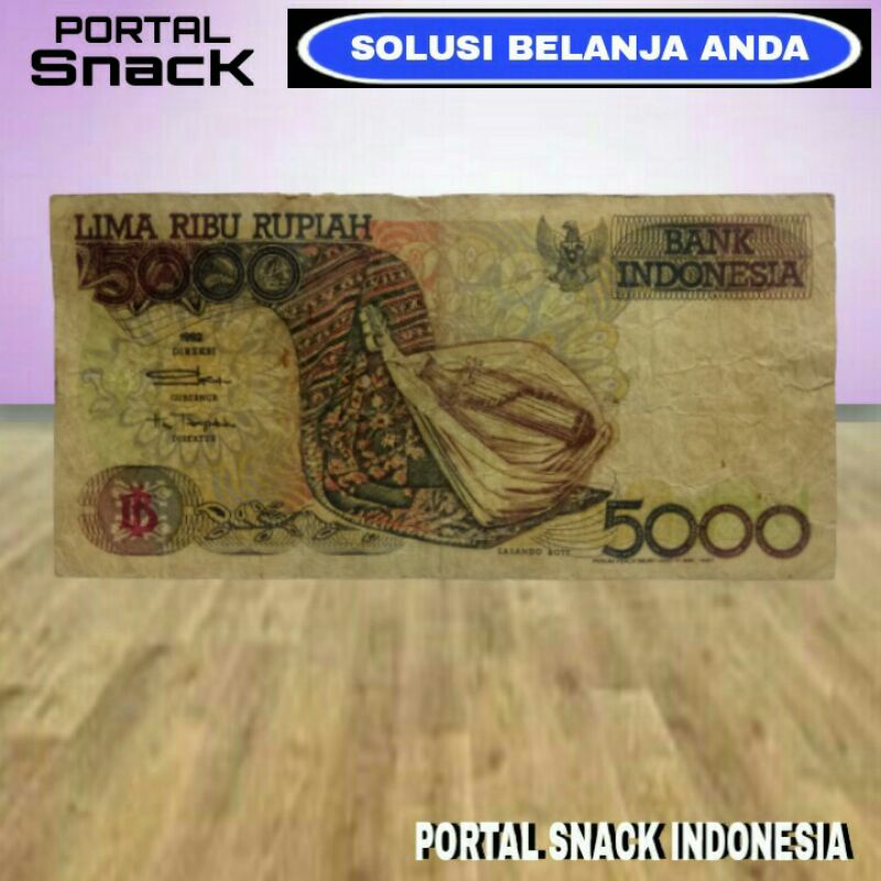 UANG KUNO ASLI 5.000 rupiah seri sasando