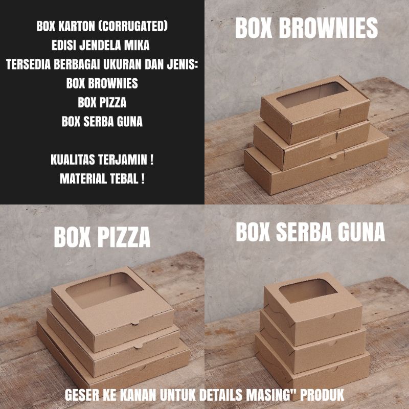 

BOX PIZZA MIKA WINDOW - KOTAK BROWNIES - BOX KARTON SERBAGUNA MURAH