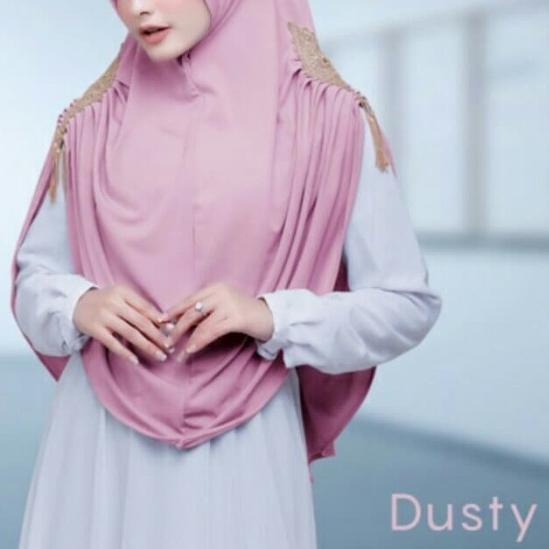 Hijab ORI Khimar Syari Renda Prada Emas Import Quality - Magenta