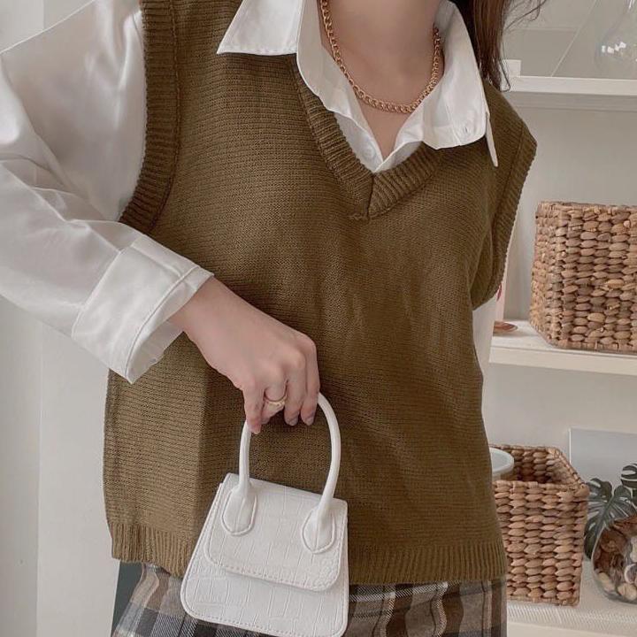 Tren Terbaru KANI Vest Rompi Rajut/Rompi Basic Rajut/Rompi Rajut crop Wanita/rompi rajut wanita /kni