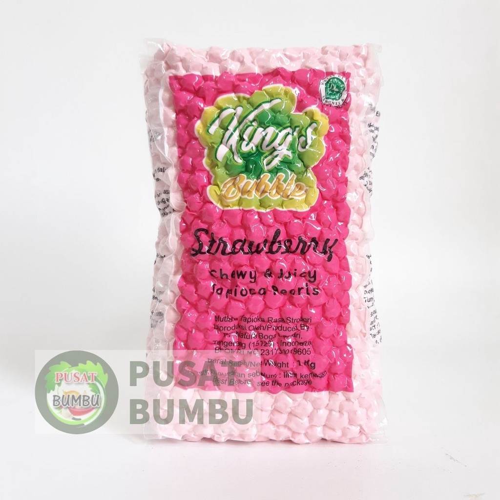 Topping Boba Strawberry 1 kg/Tapioca Pearl Bubble/Topping Minuman/Boba Tapioka/ Boba Instan