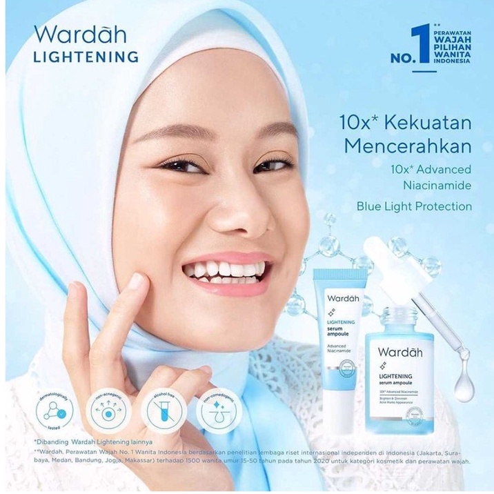 Wardah Lightening Serum Ampoule - Serum dengan 10X Advanced Niacinamide 5 ml 8 ml 30 ml