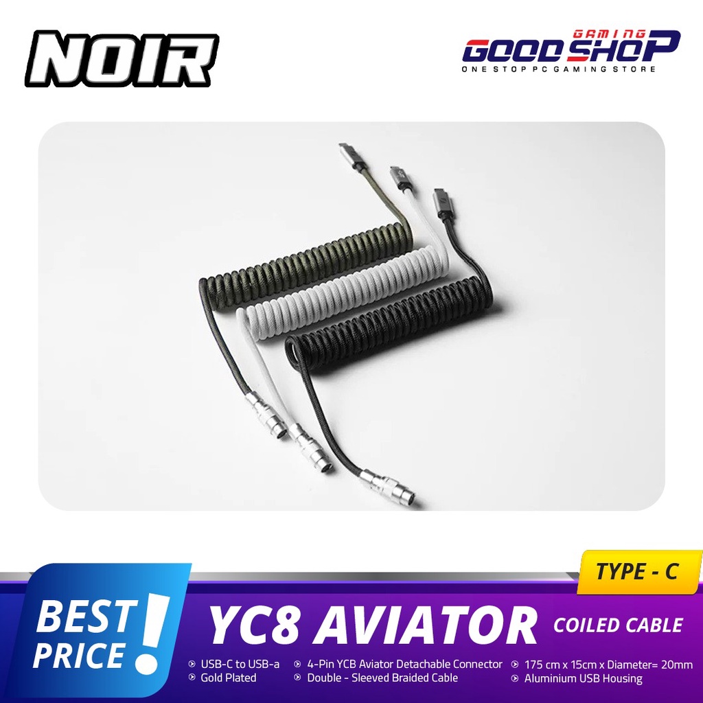 Noir Type-C Coiled Cable YC8 Aviator