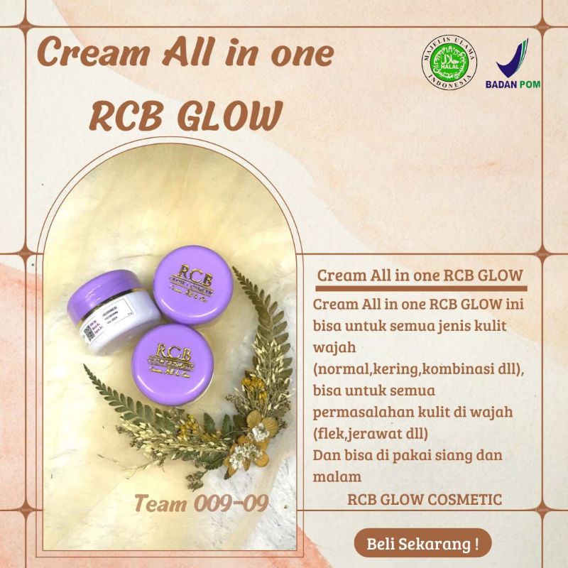 CREAM RBC  GLOW All in one terlaris 