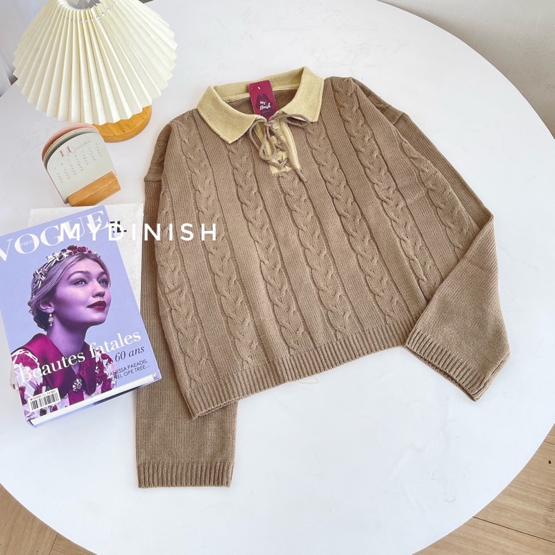 Vitali Cable Blouse - Atasan Blouse Wanita Berkerah