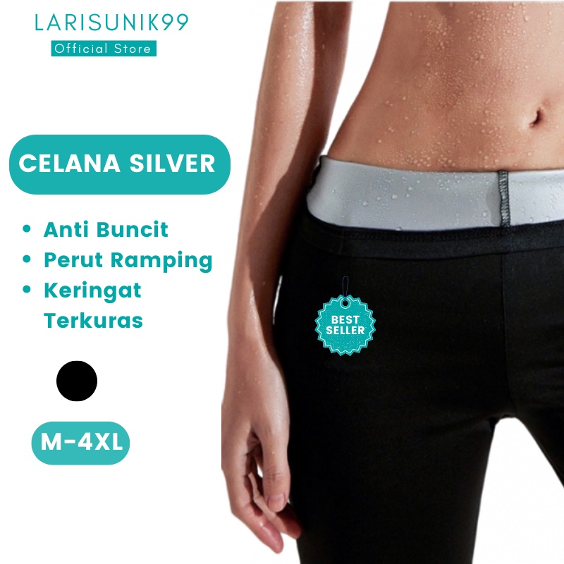 Celana Pembakar Lemak Pelangsing Perut Celana Olahraga Wanita Lapis Perak Silver Sweat Pant