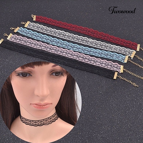 Kalung Choker Bahan Lace Gaya Gothic Punk Retro Boho Untuk Wanita