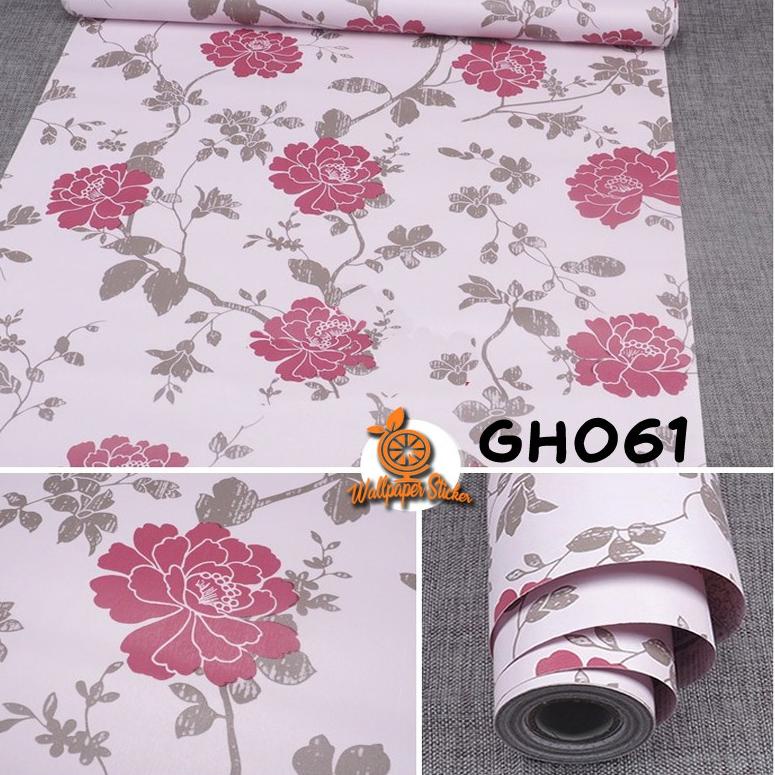 Best Seller Wallpaper 45cm x 9meter Red White Flower Walpaper Dinding Wallpaper Stiker Bunga Mawar D