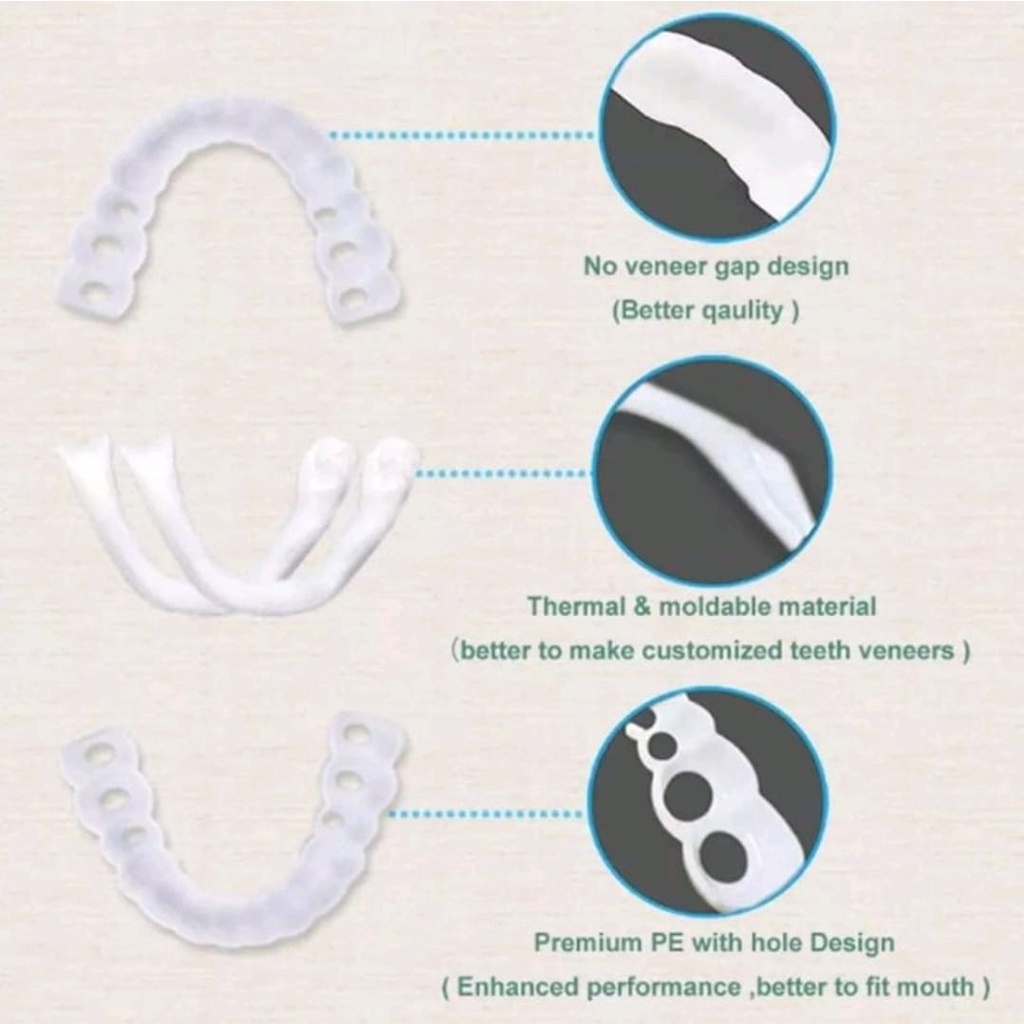 SNAP ON SMILE 100% ORIGINAL AUTHENTIC VENEER GIGI PALSU 1 SET ATAS BAWAH