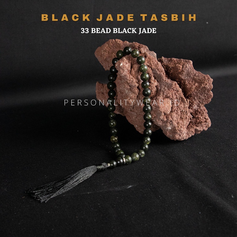 Tasbih Batu Alam Akik Giok Hitam Black Jade Aceh ASLI Original 33 Butir