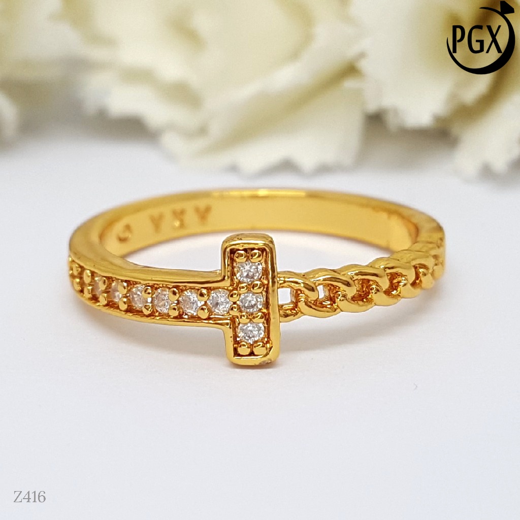 PGX Cincin Xuping Wanita Aksesoris Fashion Perhiasan Lapis Emas Premium - Z416