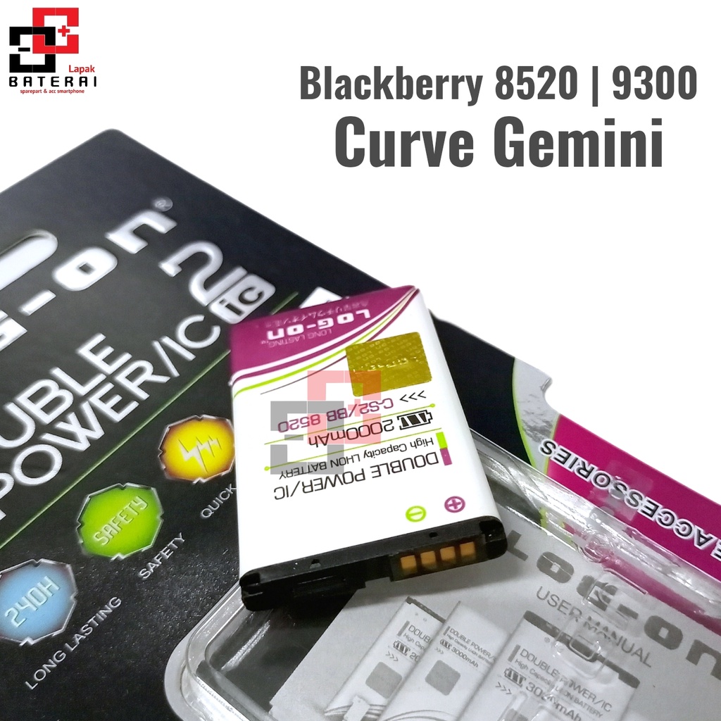 LOG - ON Baterai Blackberry 8520 Gemini | BB 8520 CS2 Double IC Protection Battery Batre