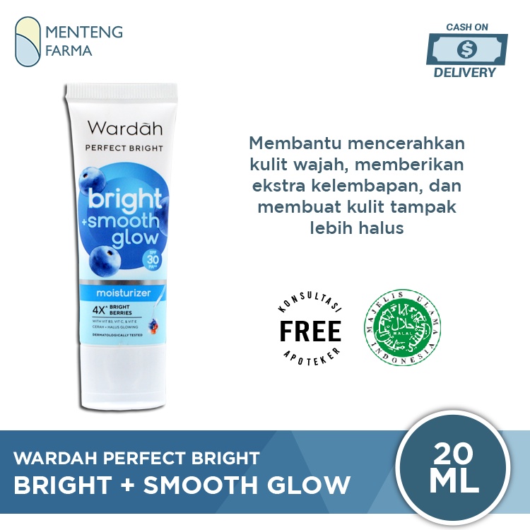 Wardah Perfect Bright Moisturizer + Smooth Glow SPF 30 20 mL- Pelembab Kulit Normal dan Kering