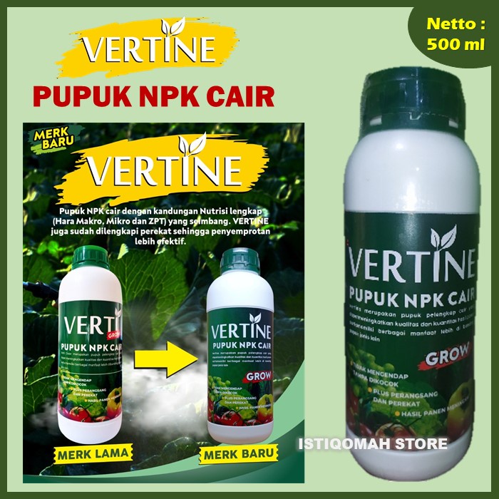 PROMO COD VERTINE GROW 500ML (VERTI GROW) Pupuk NPK Cair Pelebat Buah Oyong - Pupuk untuk Mempercepat Pertumbuhan Akar Bunga Daun dan Buah serta Menambah Daya Tahan Tanaman Terhadap Gangguan Hama dan Penyakit pada Tanaman Oyong