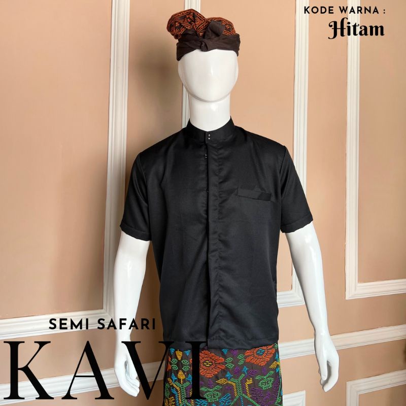 Baju Atasan Kemeja Lengan Pendek Pria Semi Safari Bali Polos Kavi