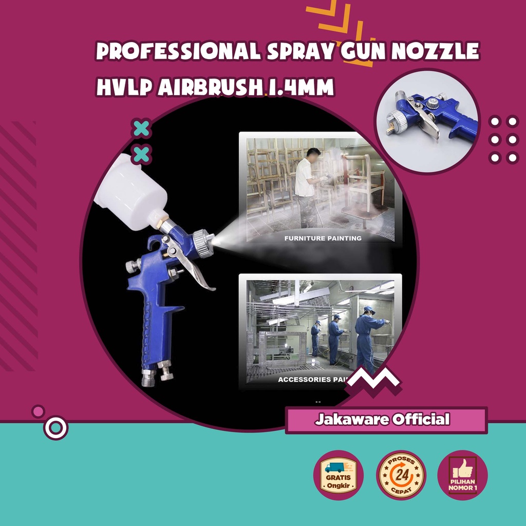 PROFESSIONAL SPRAY GUN NOZZLE HVLP AIRBRUSH ALAT BANTU SEMPROT CAT PILOX MANUAL PILOK MENGECAT SEMPR